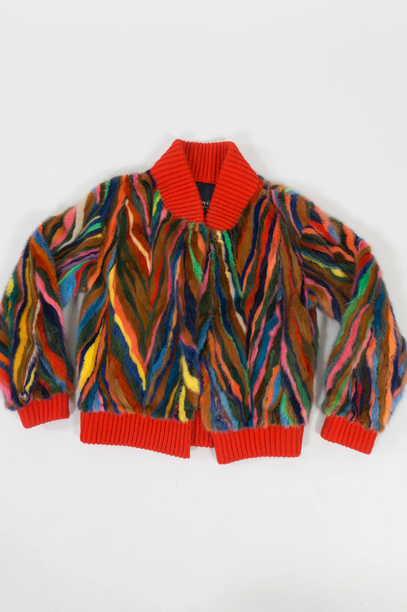 Rainbow Fur Bomber Jacket