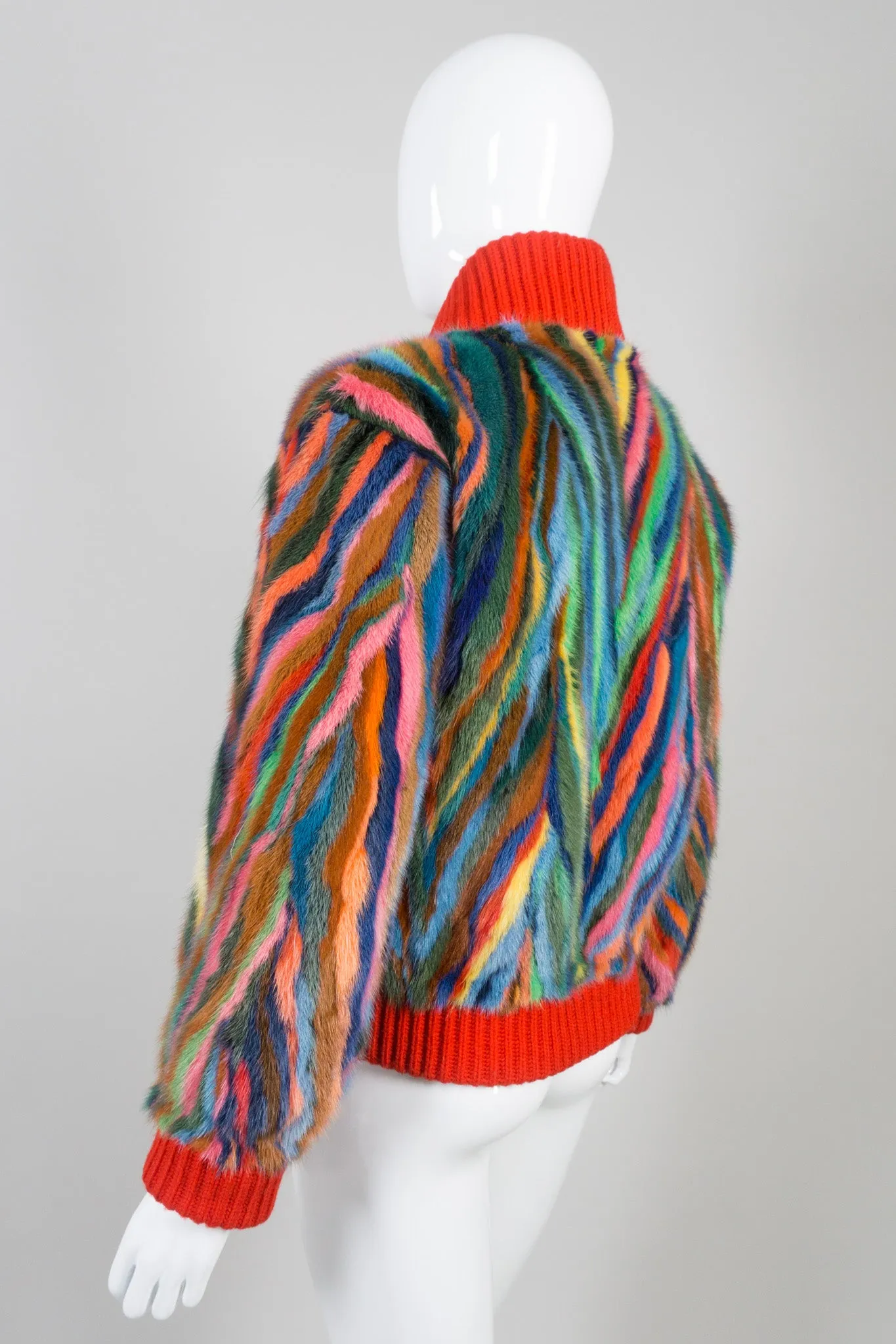 Rainbow Fur Bomber Jacket