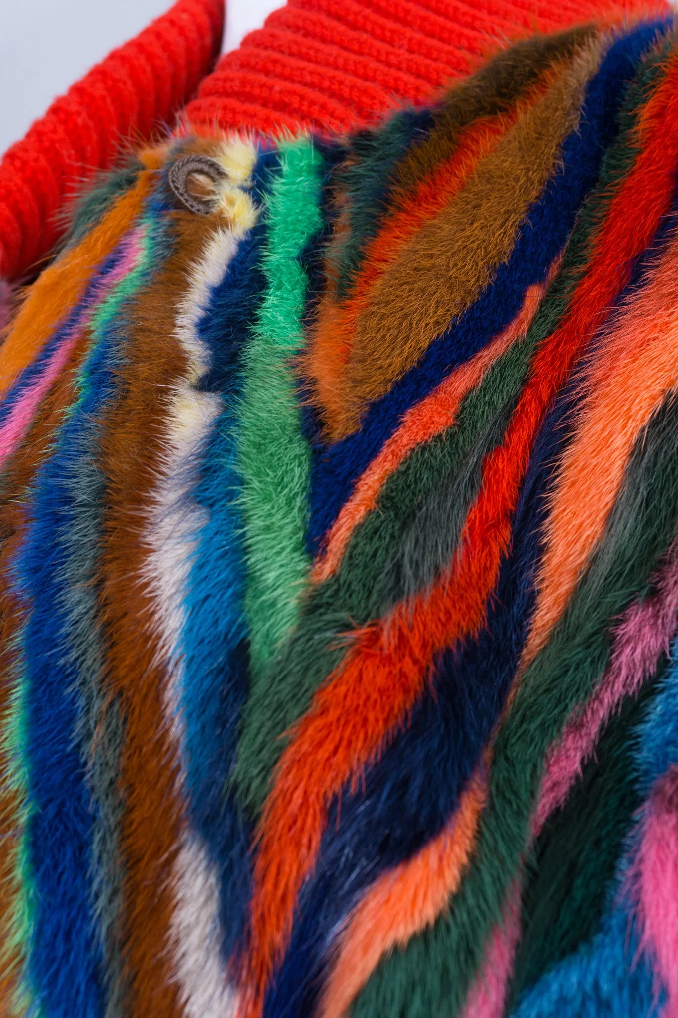 Rainbow Fur Bomber Jacket
