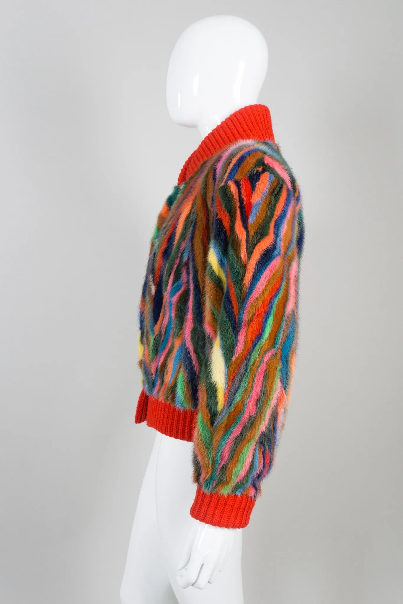 Rainbow Fur Bomber Jacket