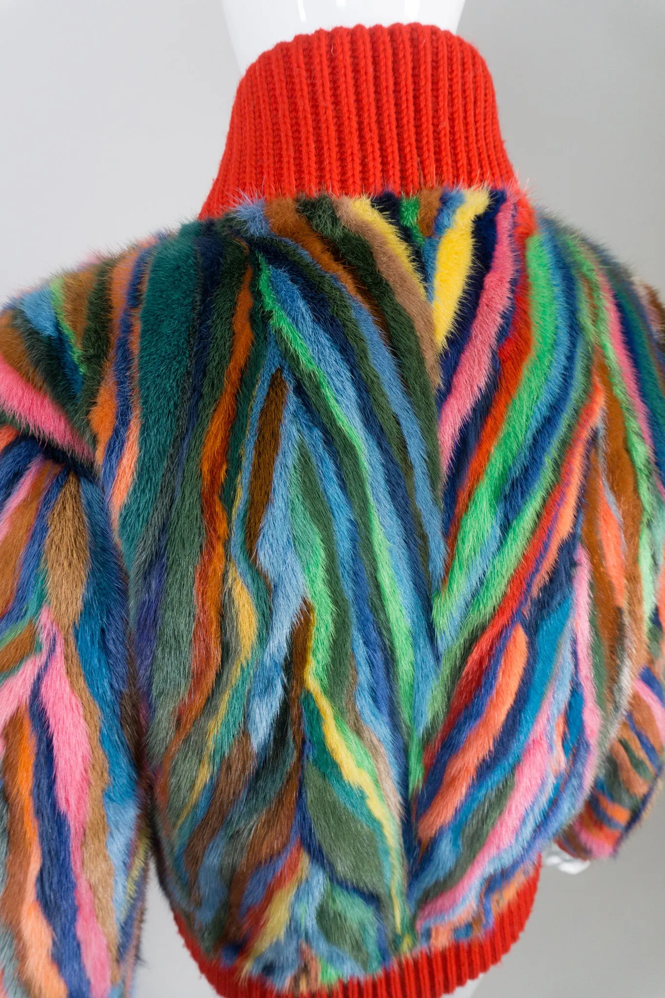 Rainbow Fur Bomber Jacket