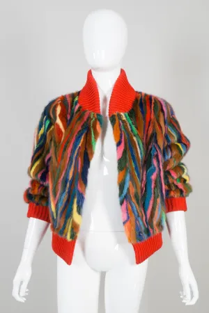 Rainbow Fur Bomber Jacket