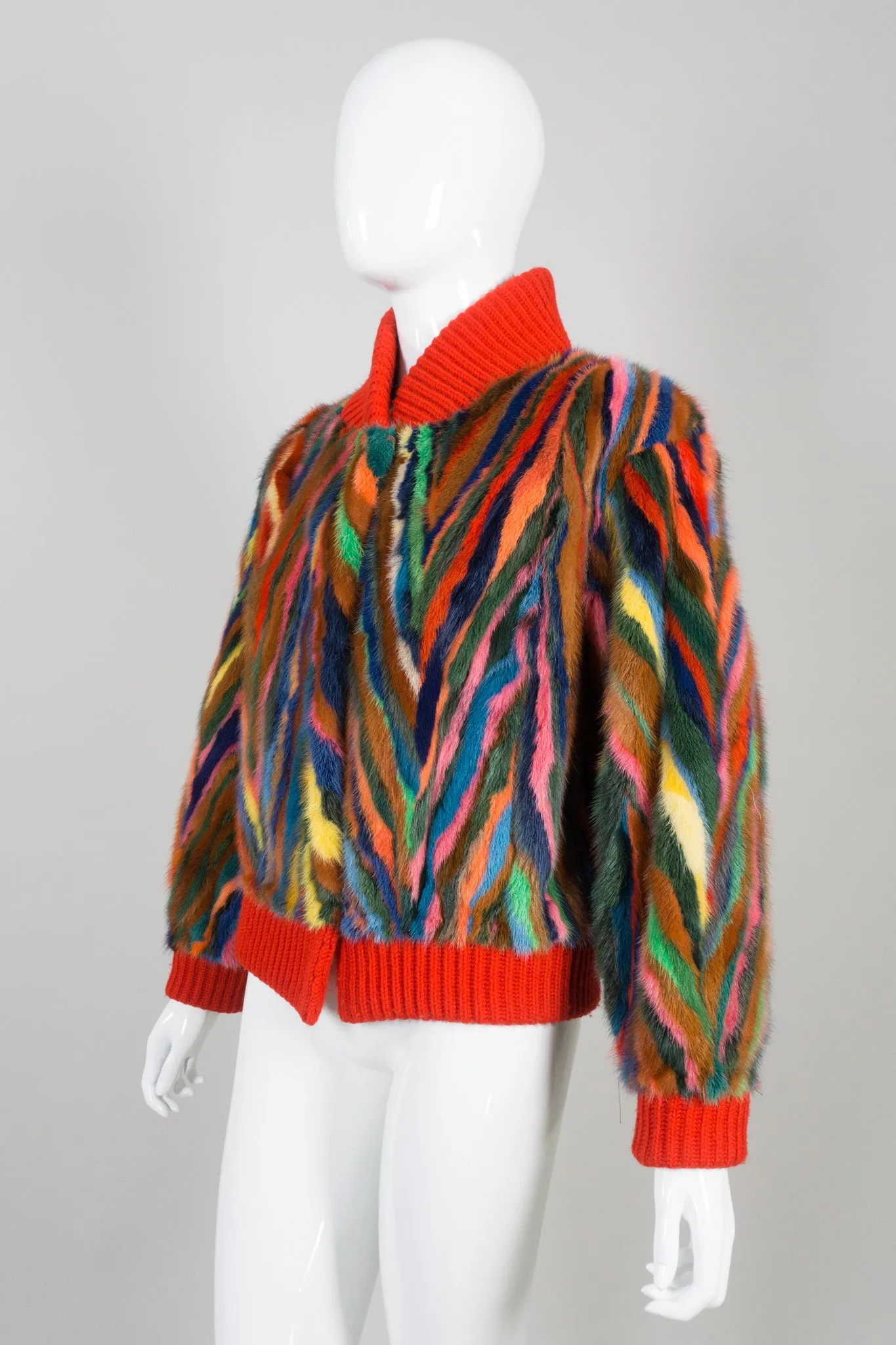 Rainbow Fur Bomber Jacket