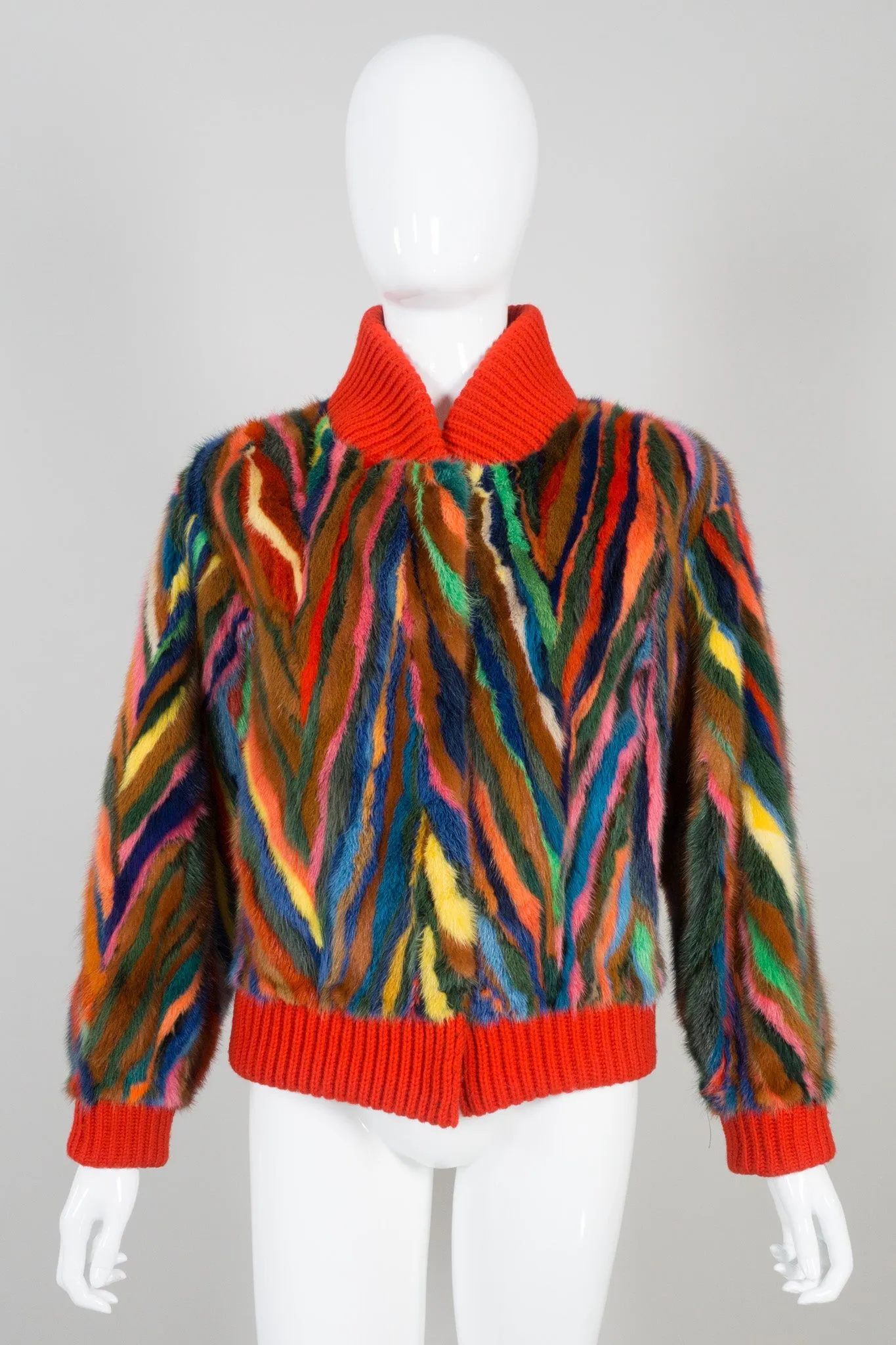 Rainbow Fur Bomber Jacket