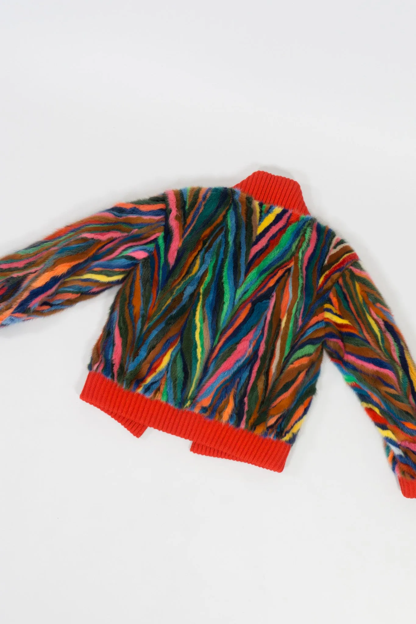 Rainbow Fur Bomber Jacket