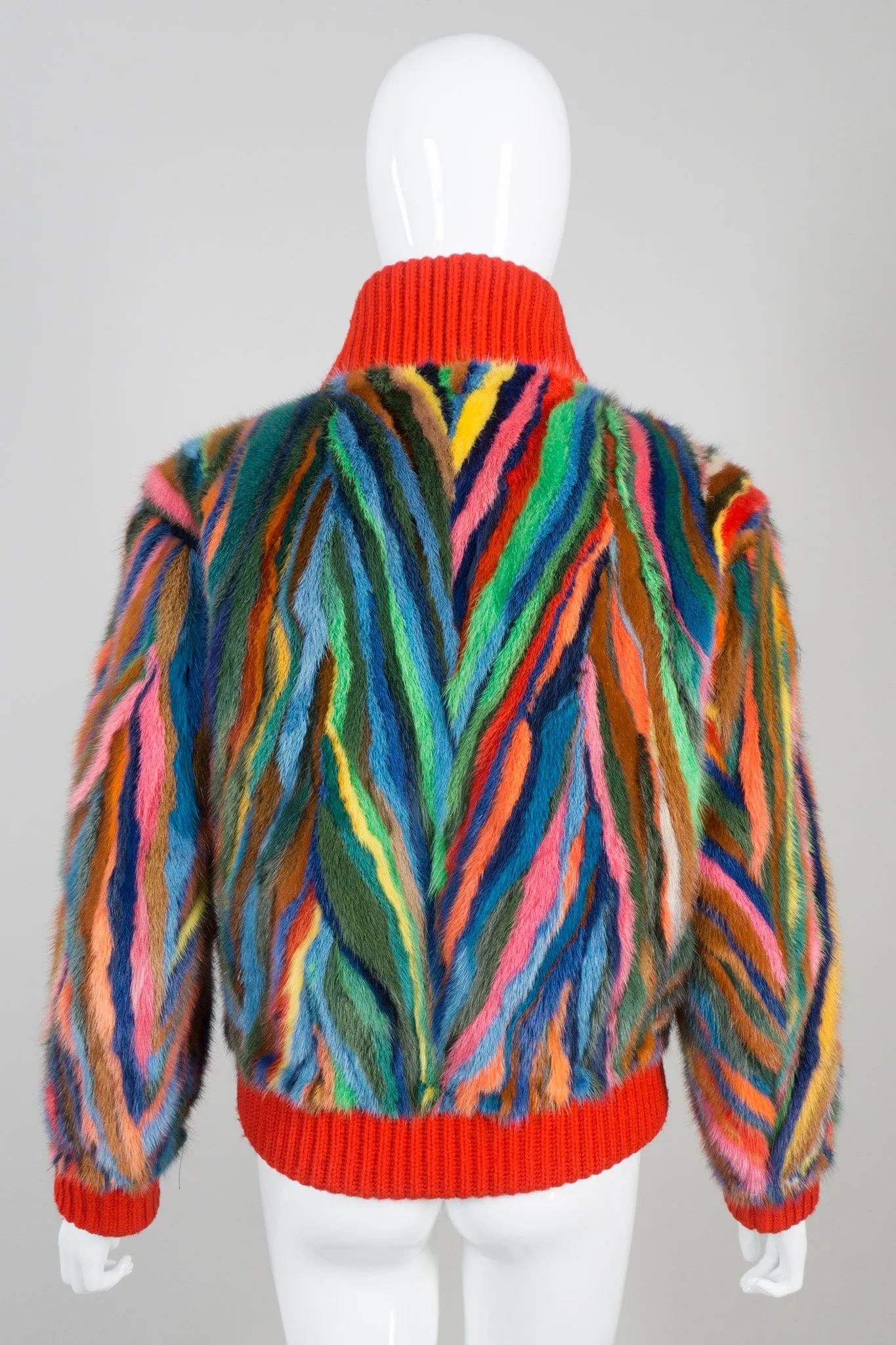 Rainbow Fur Bomber Jacket