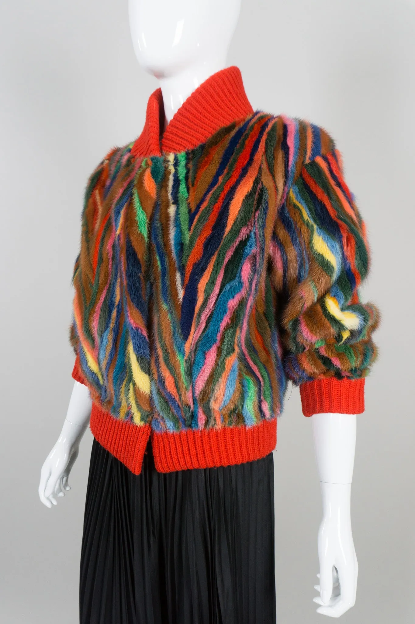 Rainbow Fur Bomber Jacket