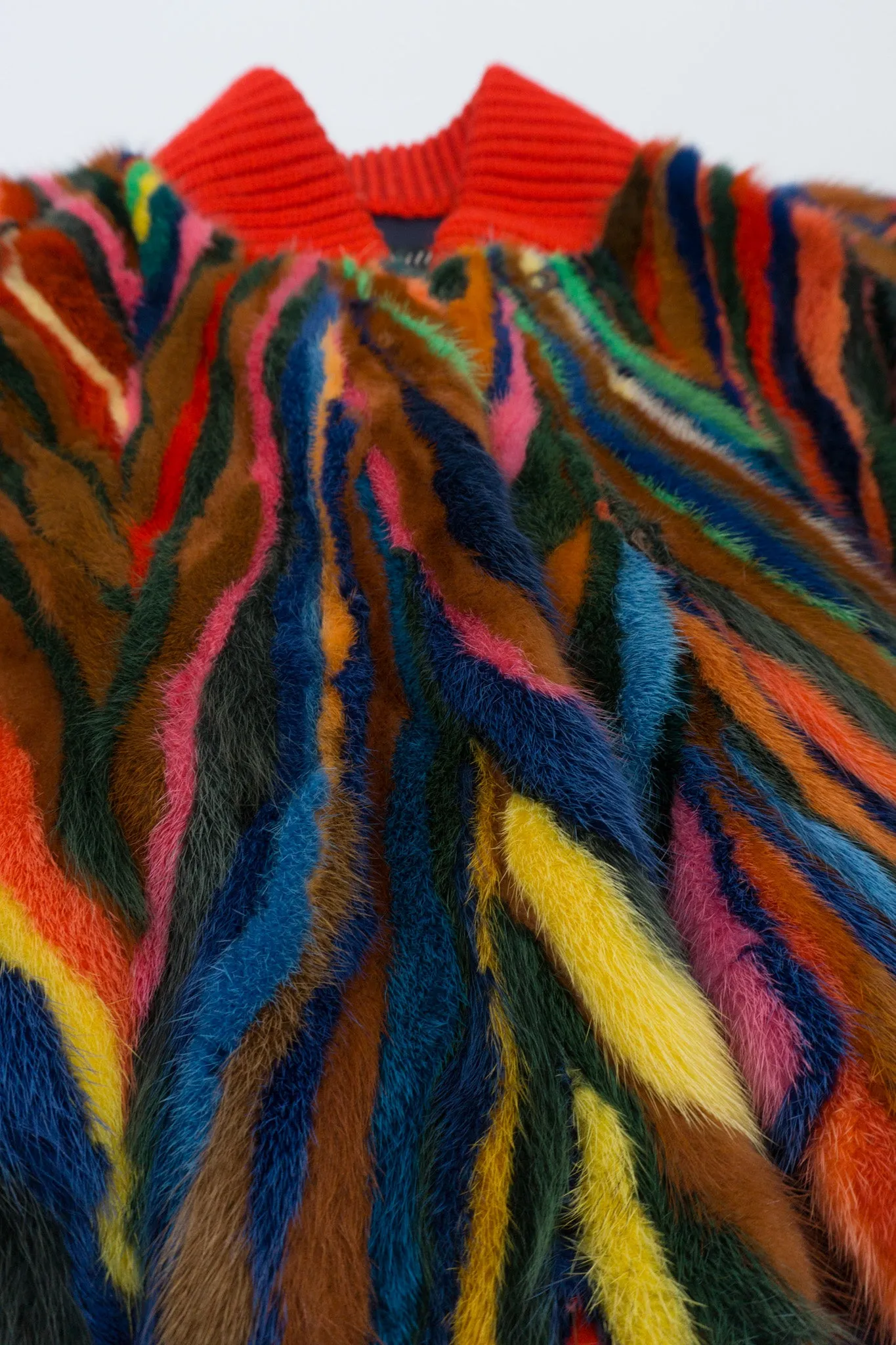 Rainbow Fur Bomber Jacket