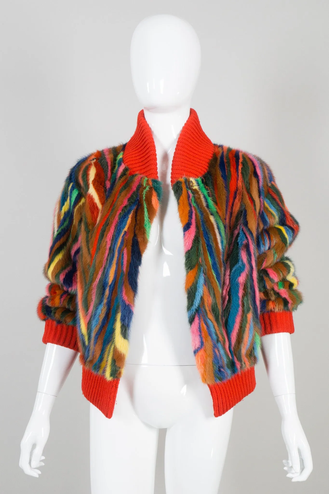 Rainbow Fur Bomber Jacket