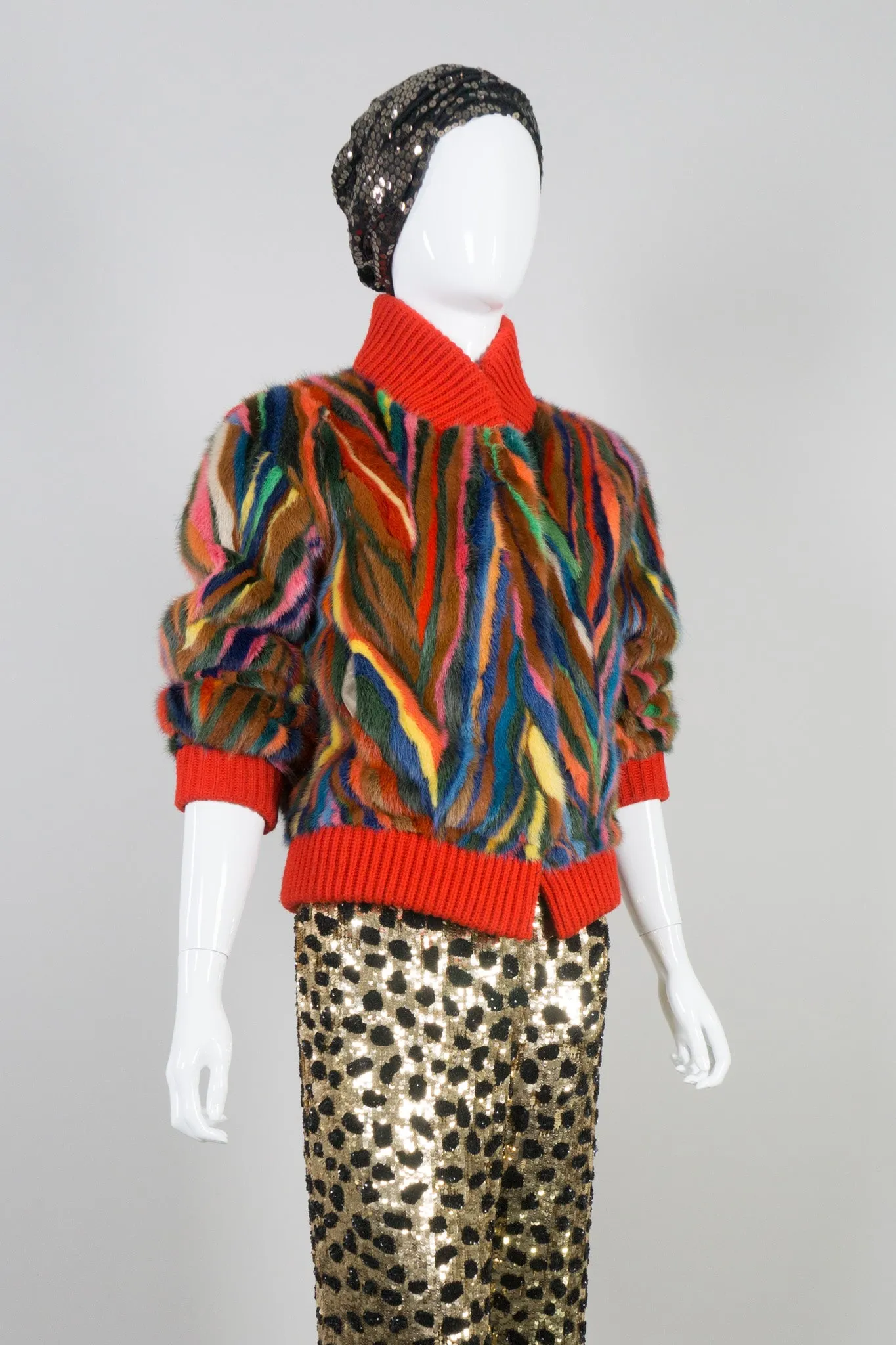 Rainbow Fur Bomber Jacket