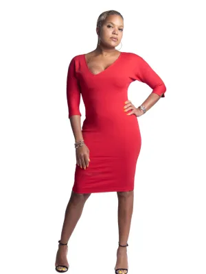 Reece - Red Side V Dress - TN-130