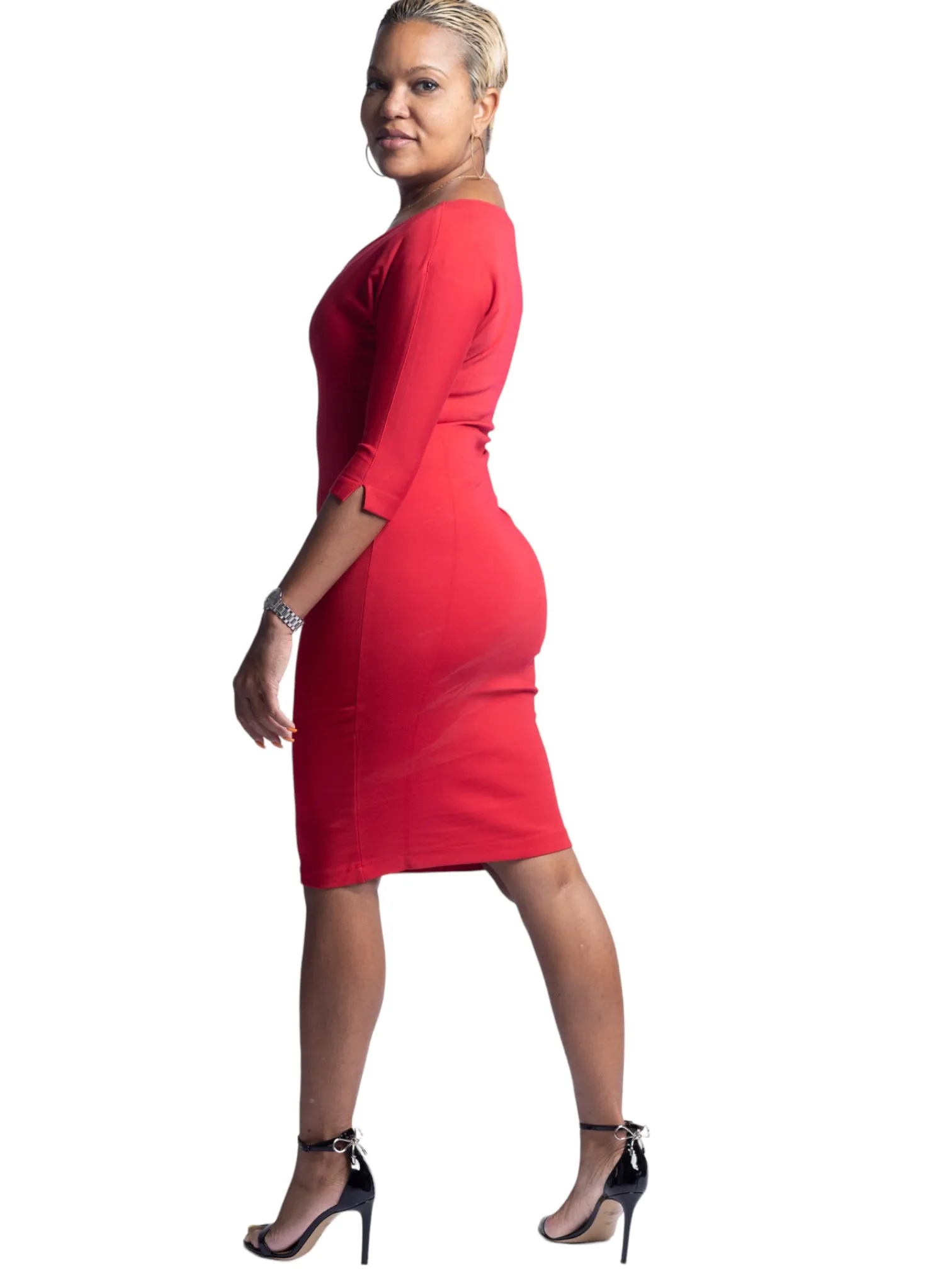 Reece - Red Side V Dress - TN-130