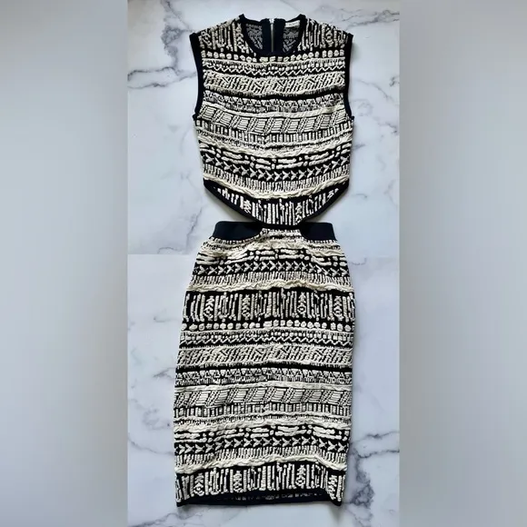 Ronny Kobo Textured Knit Cutout Dress, Size XS