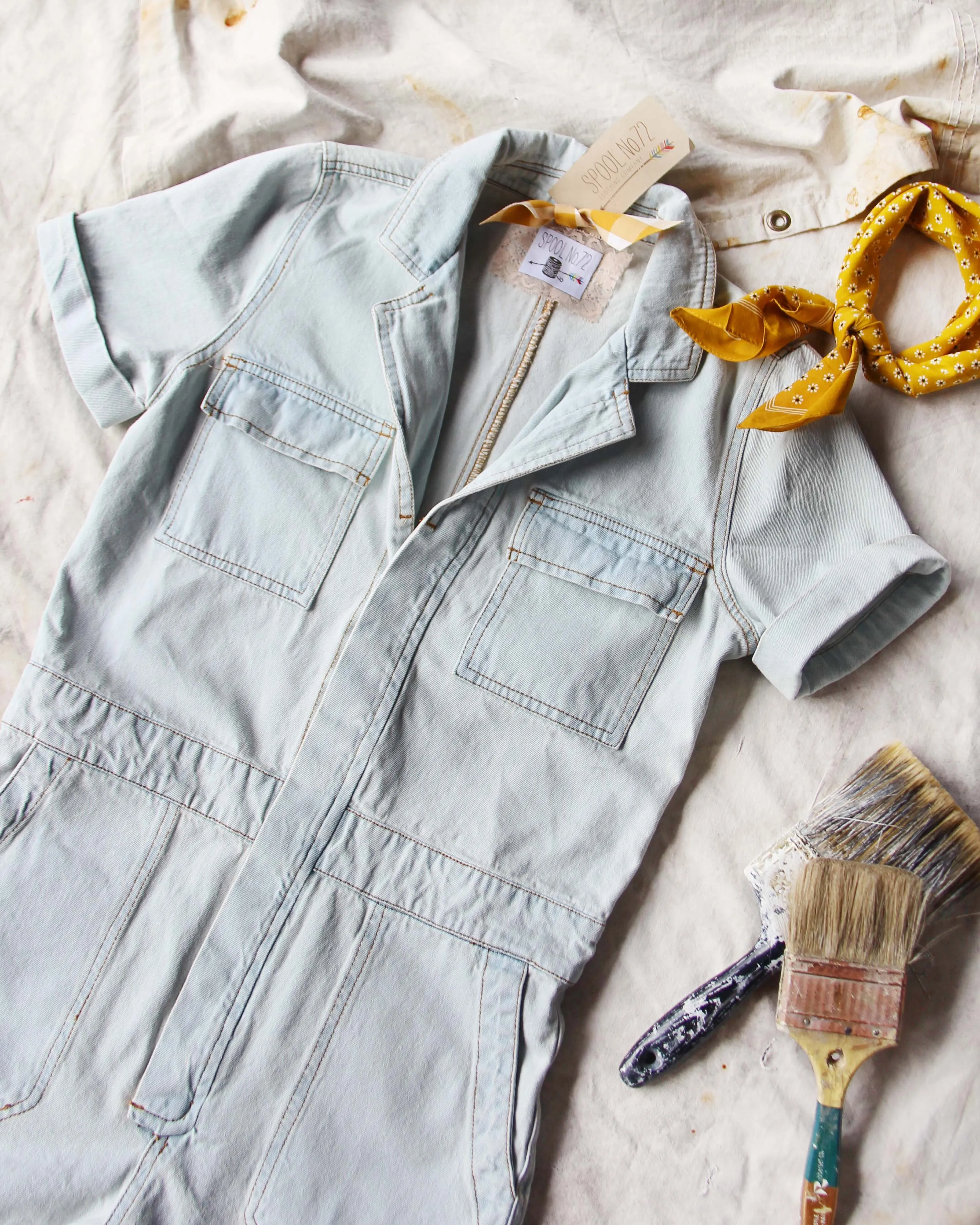 Rosie Short Coverall in Denim