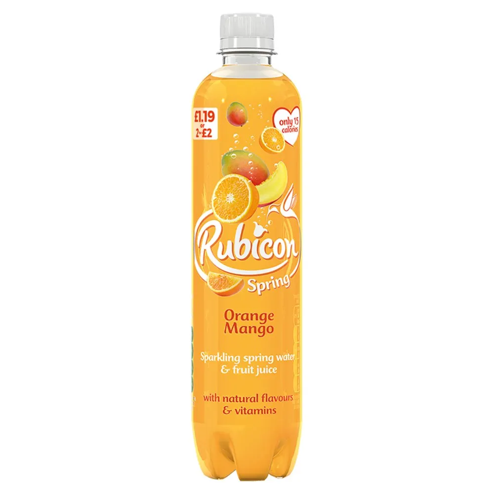 Rubicon Spring Orange Mango Flavoured Sparkling Spring Water, 500ml (Case of 12)