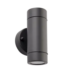 Saxby 94792 Palin 2lt wall IP44 7W Anthracite grey & clear glass 2 x 7W LED GU10 (Required)
