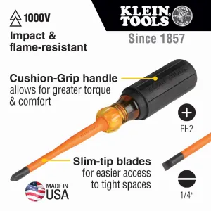Screwdriver Set, Slim-Tip Insulated Phillips and Cabinet Tips, 2-Piece
