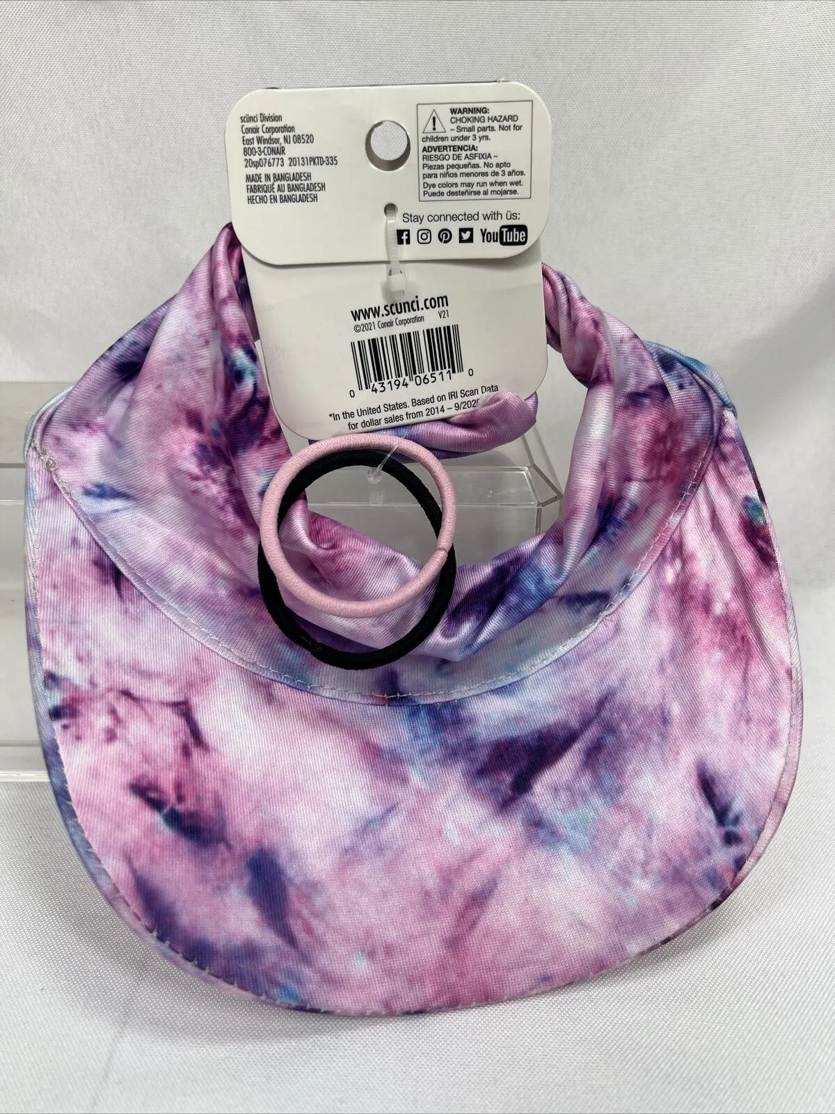 Scunci Everyday Active Comfy Stretch sporty Visor Headwrap & Elastic Purple Pink