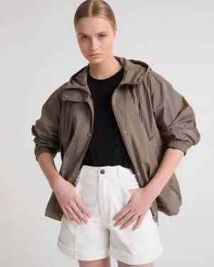 Short parka in waterproof fabric