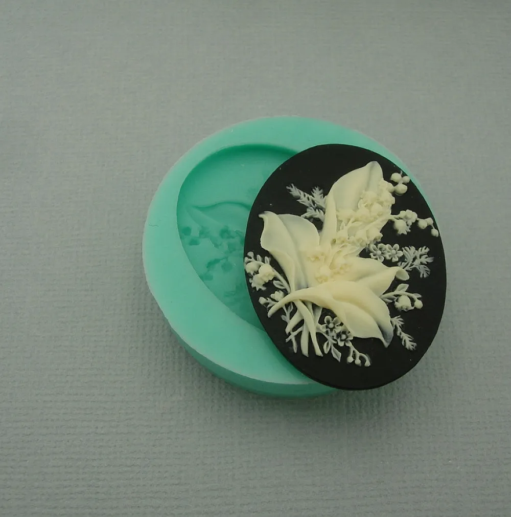 Silicone Mold   Lily of The Valley Cameo  Flexible  for Crafts, Resin,  Clay.
