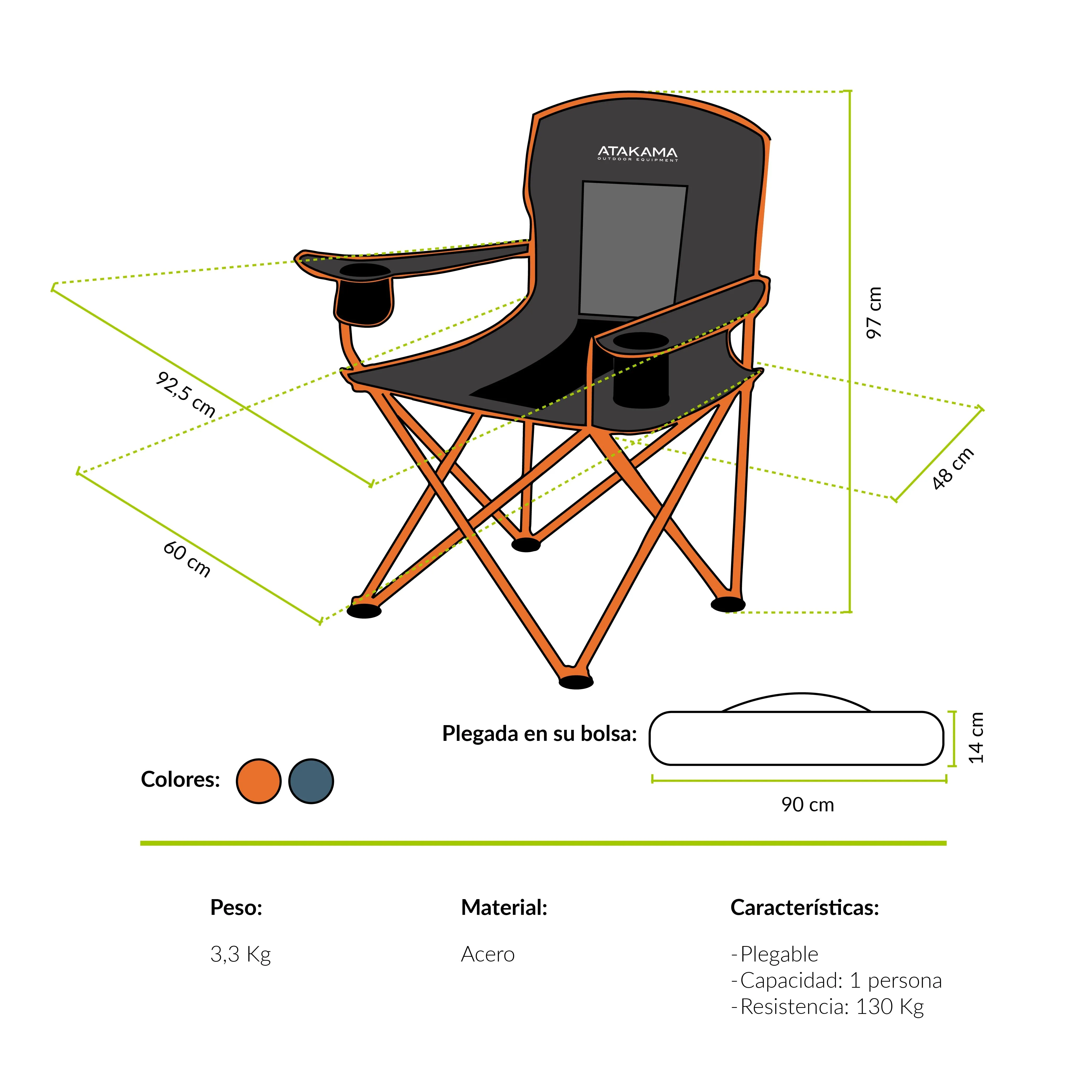 Silla de camping Llaima XL Atakama Outdoor