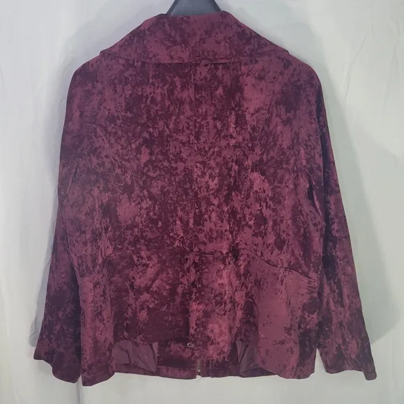 Simonton Says Cranberry Crushed Velvet Blazer Jacket 1X whimsigoth vampire
