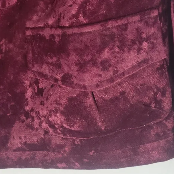 Simonton Says Cranberry Crushed Velvet Blazer Jacket 1X whimsigoth vampire