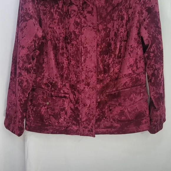 Simonton Says Cranberry Crushed Velvet Blazer Jacket 1X whimsigoth vampire