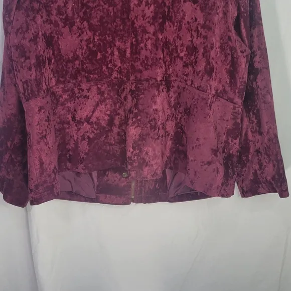 Simonton Says Cranberry Crushed Velvet Blazer Jacket 1X whimsigoth vampire