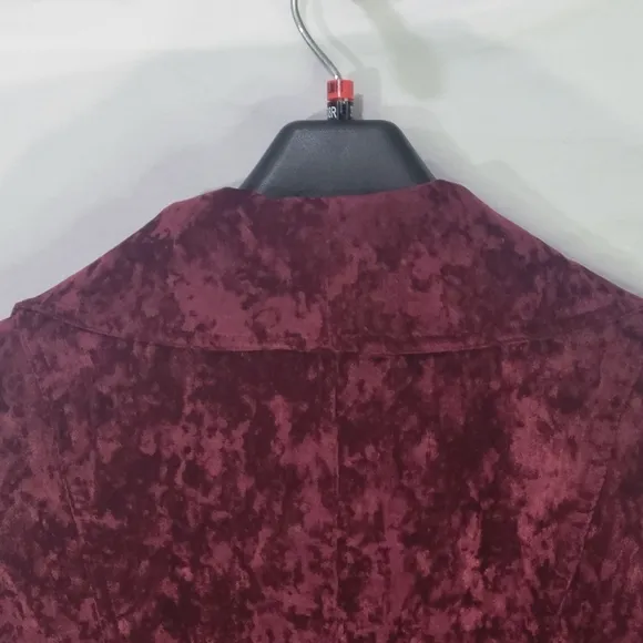 Simonton Says Cranberry Crushed Velvet Blazer Jacket 1X whimsigoth vampire