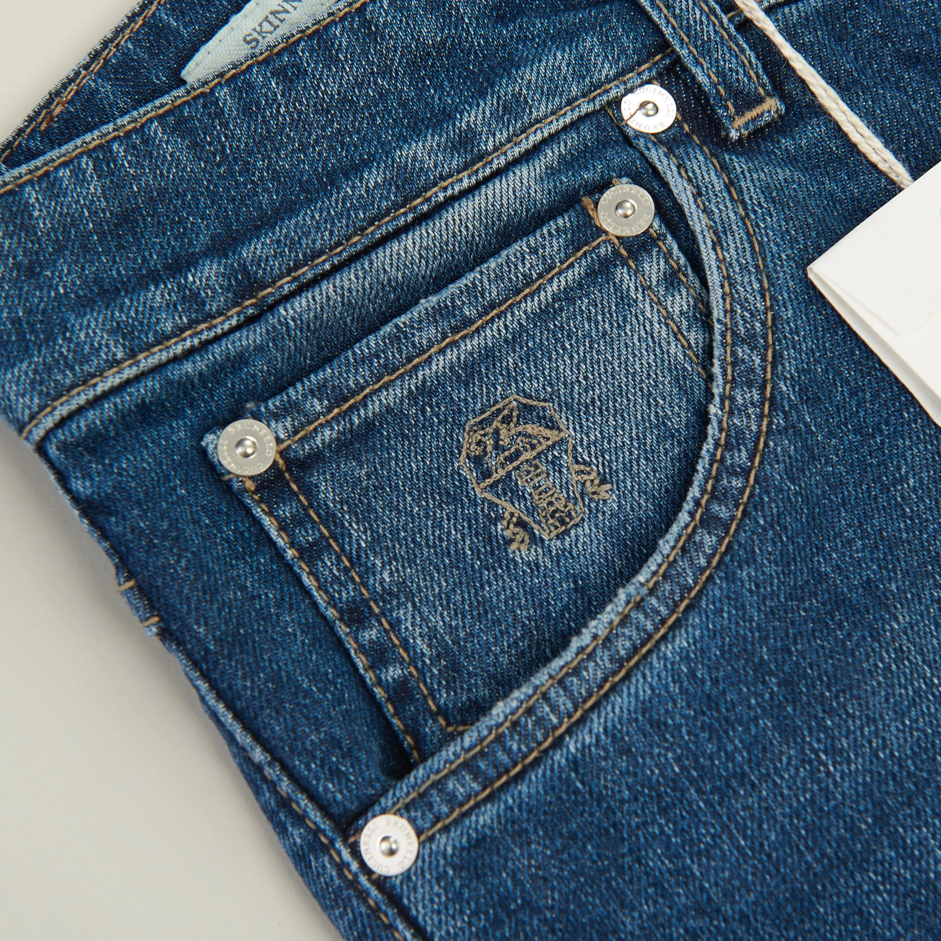Slim Fit Five Pocket Jeans Trousers In Medium Blue Denim