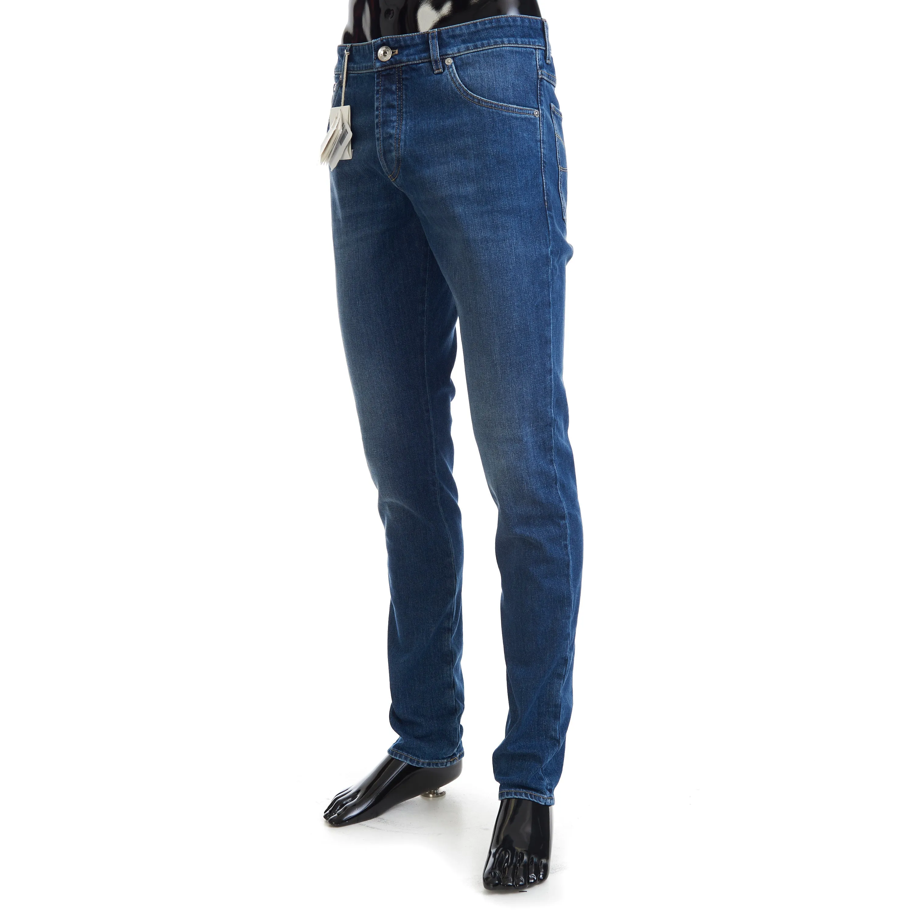 Slim Fit Five Pocket Jeans Trousers In Medium Blue Denim