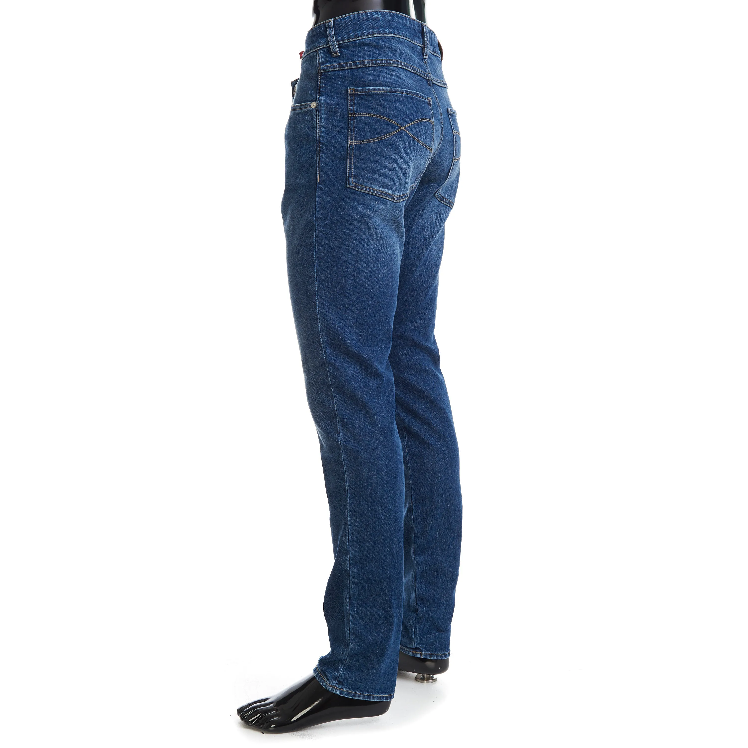 Slim Fit Five Pocket Jeans Trousers In Medium Blue Denim