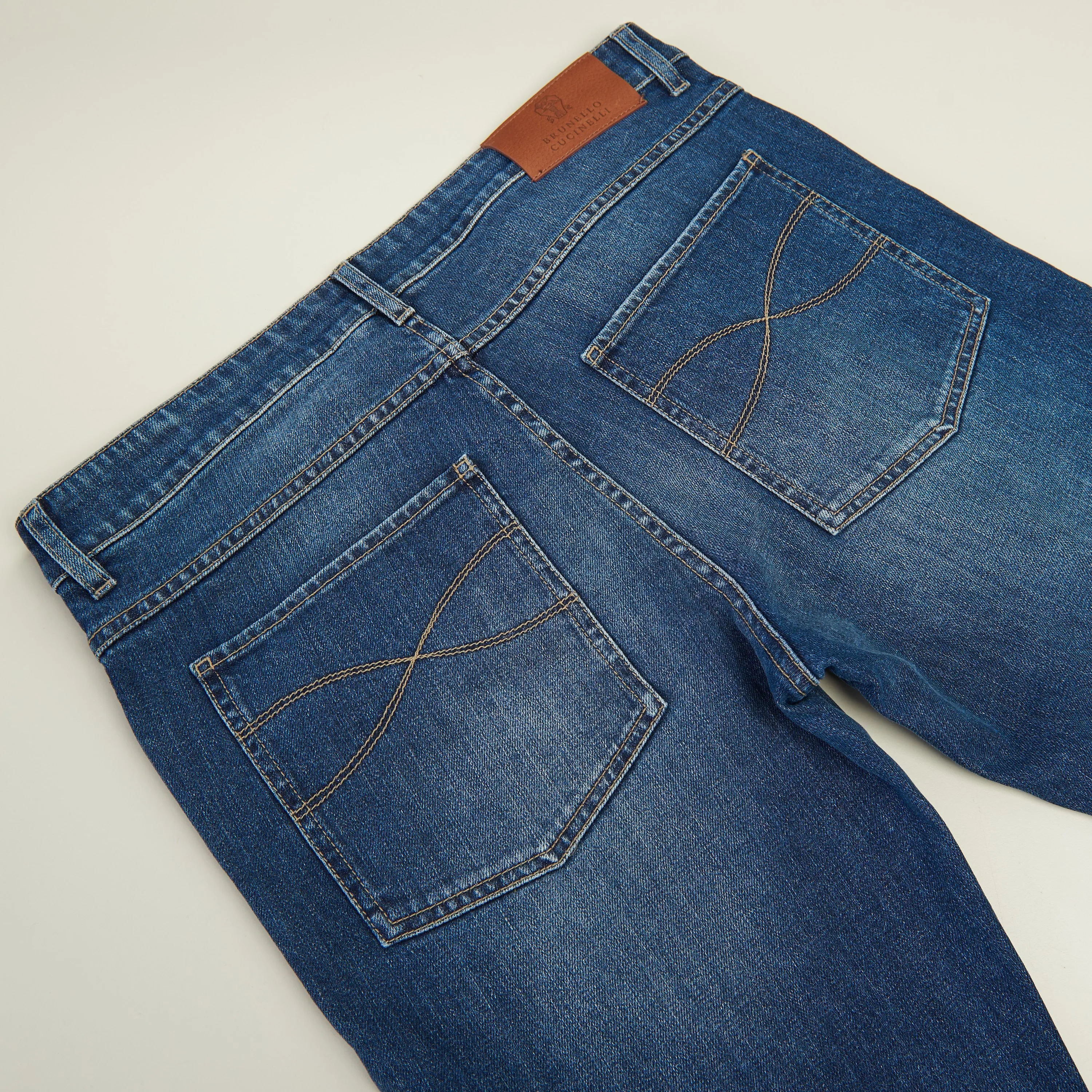 Slim Fit Five Pocket Jeans Trousers In Medium Blue Denim