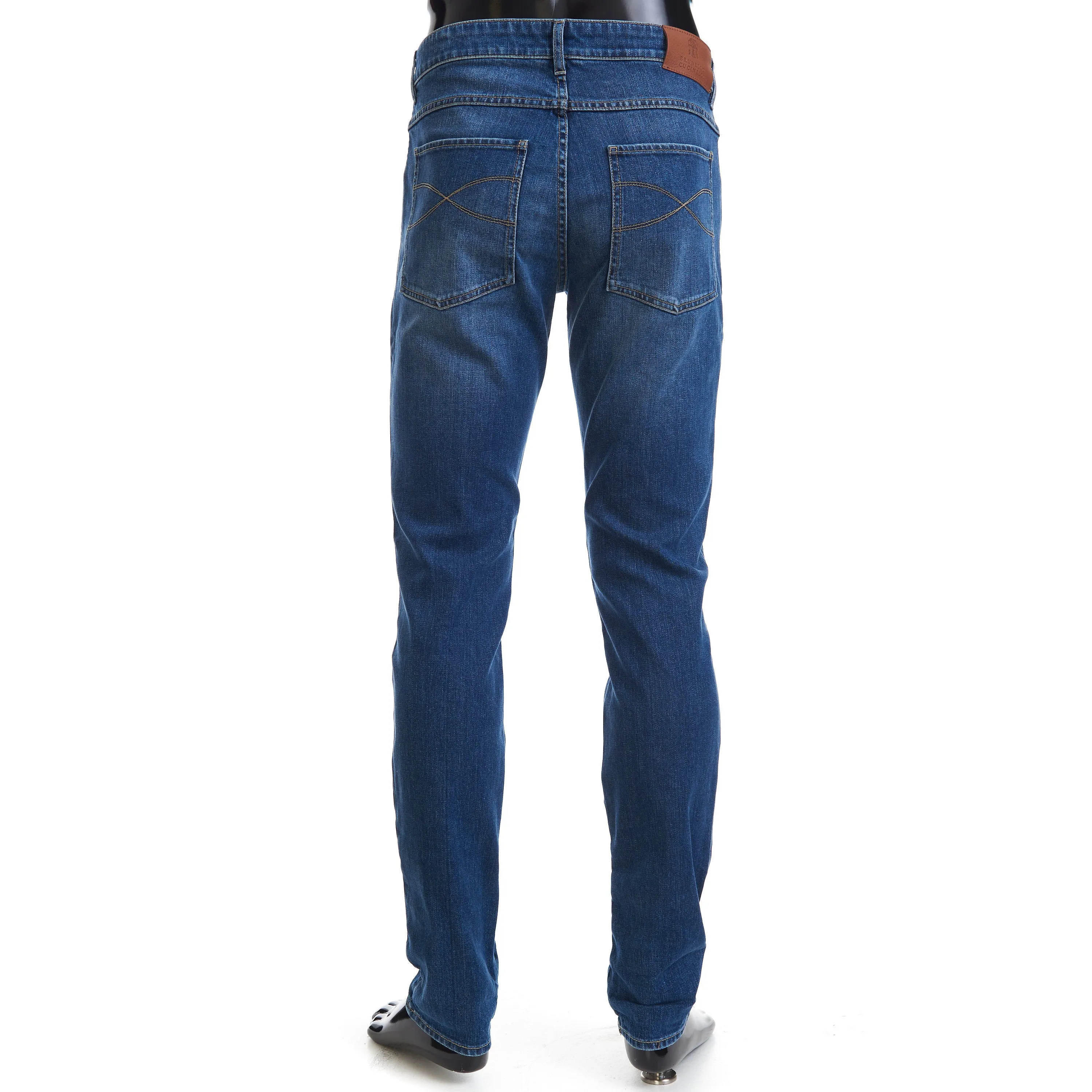 Slim Fit Five Pocket Jeans Trousers In Medium Blue Denim