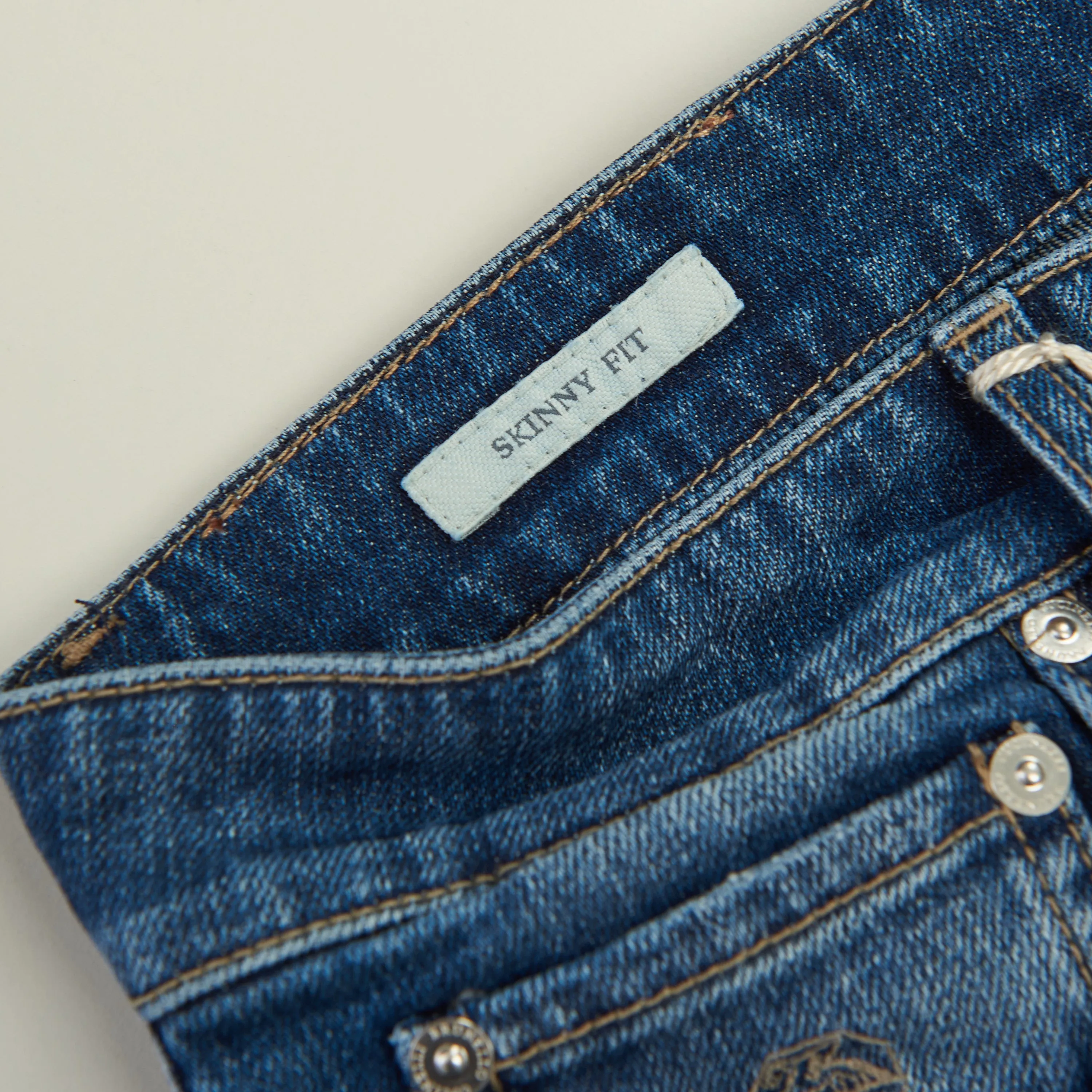 Slim Fit Five Pocket Jeans Trousers In Medium Blue Denim