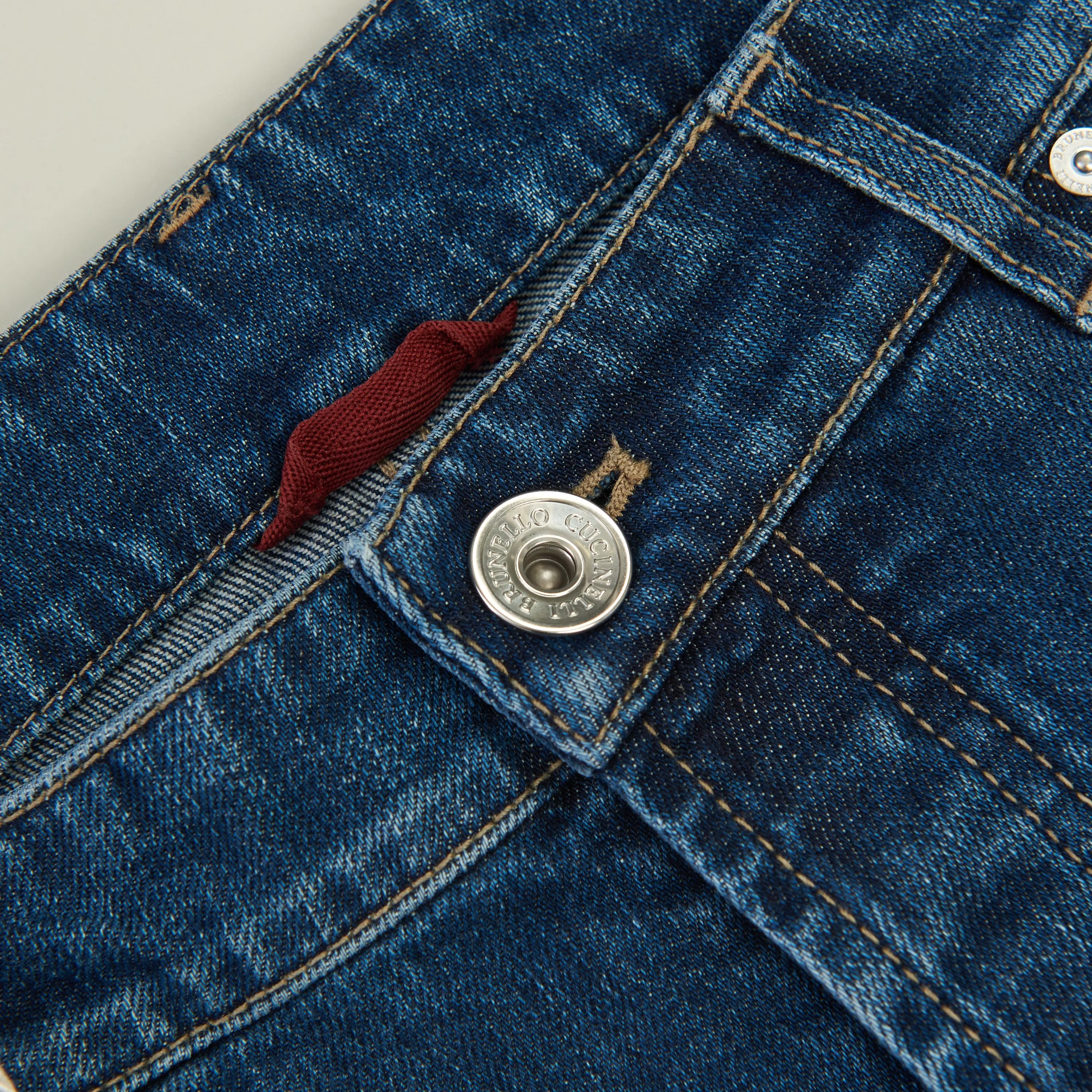Slim Fit Five Pocket Jeans Trousers In Medium Blue Denim