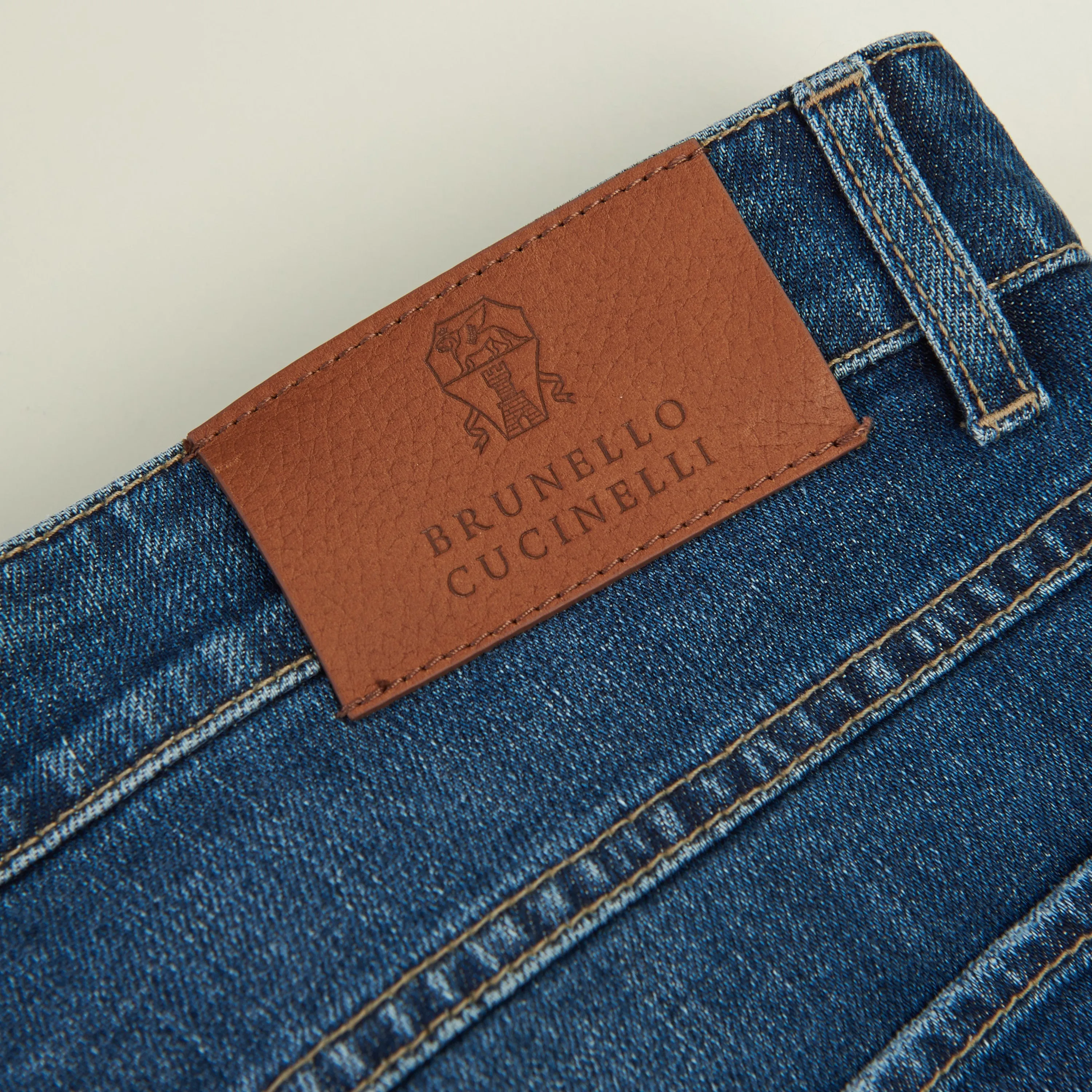 Slim Fit Five Pocket Jeans Trousers In Medium Blue Denim