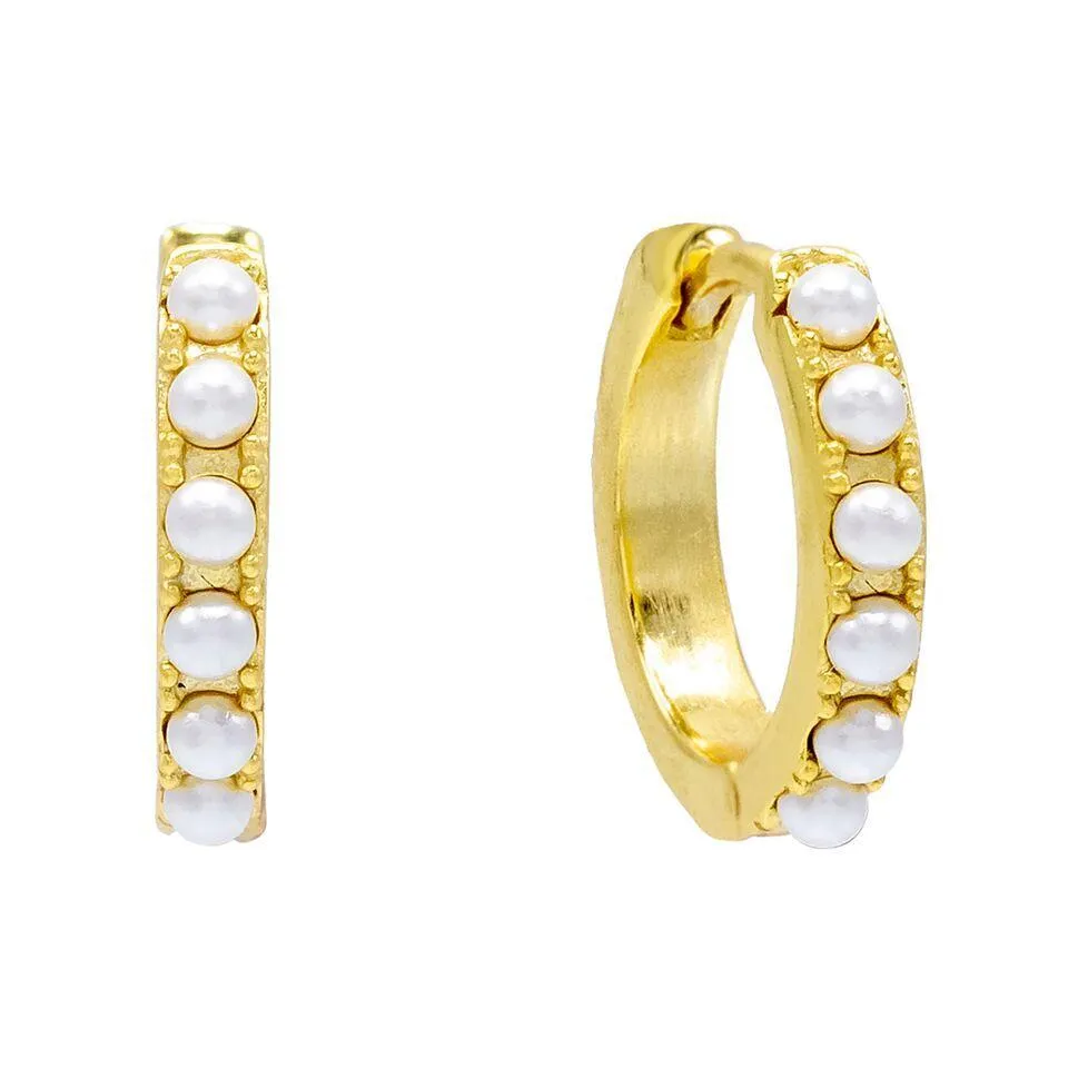Small Pearl Huggie Earring