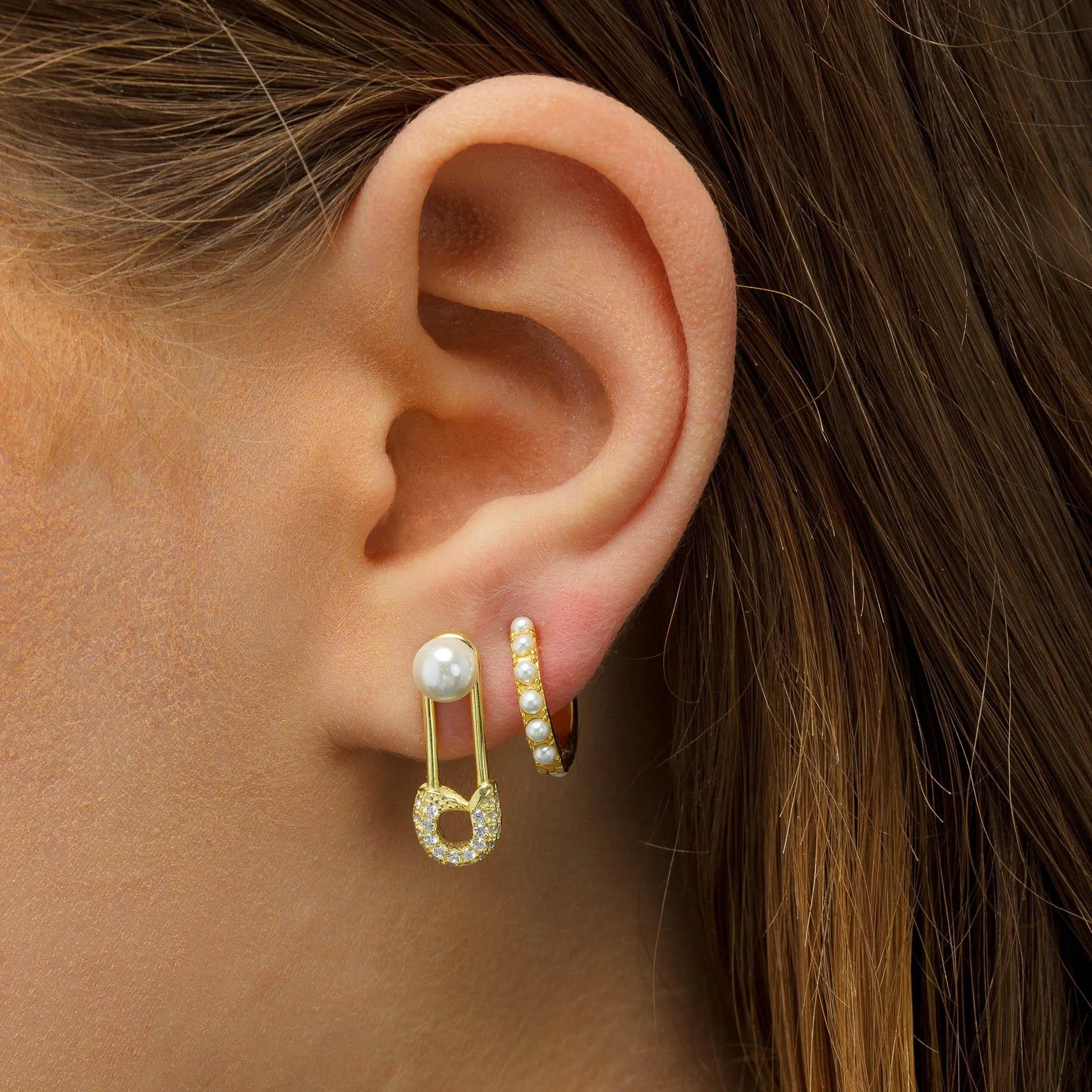 Small Pearl Huggie Earring