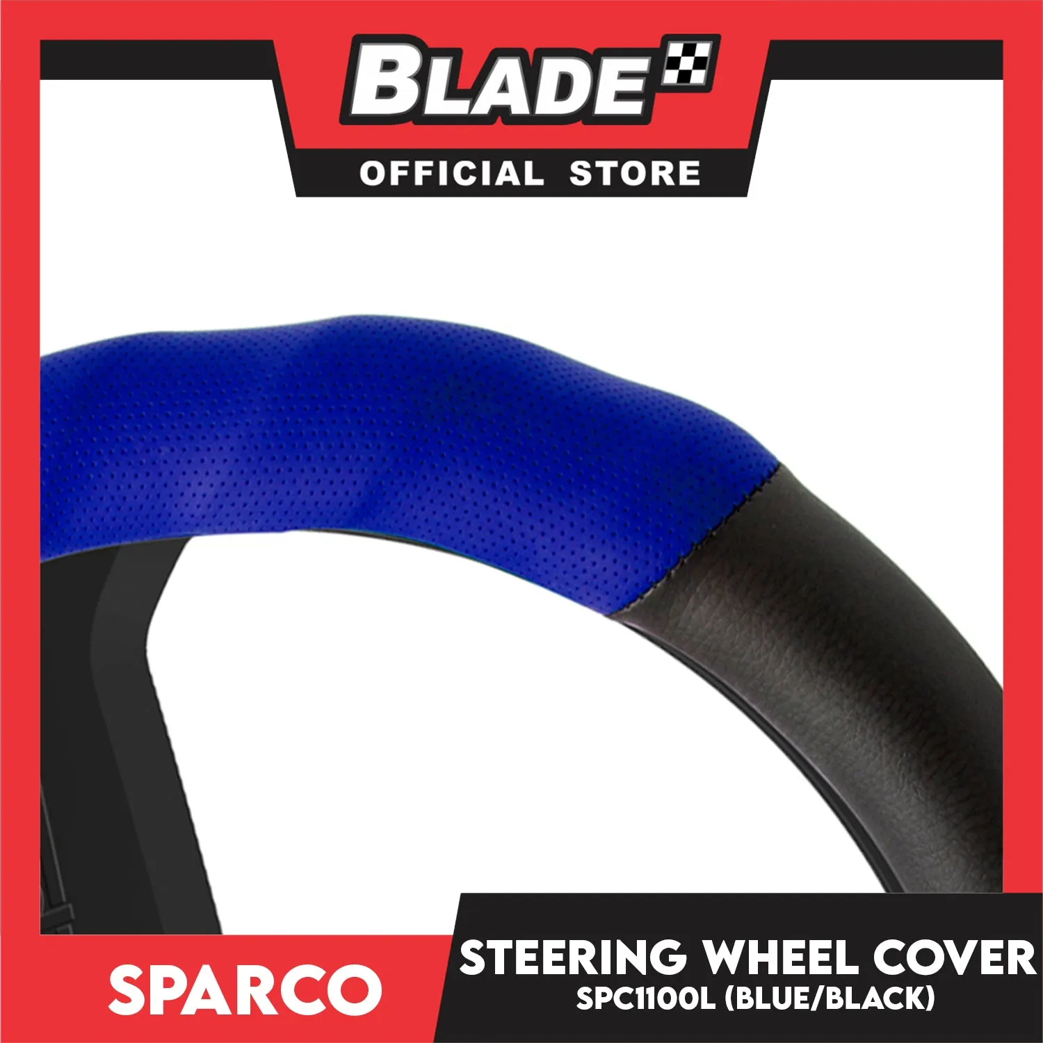 Sparco Steering Wheel Cover-(Black/Blue)  SPC1100L for Toyota, Mitsubishi, Honda, Hyundai, Ford, Nissan, Suzuki, Isuzu, Kia, MG and more
