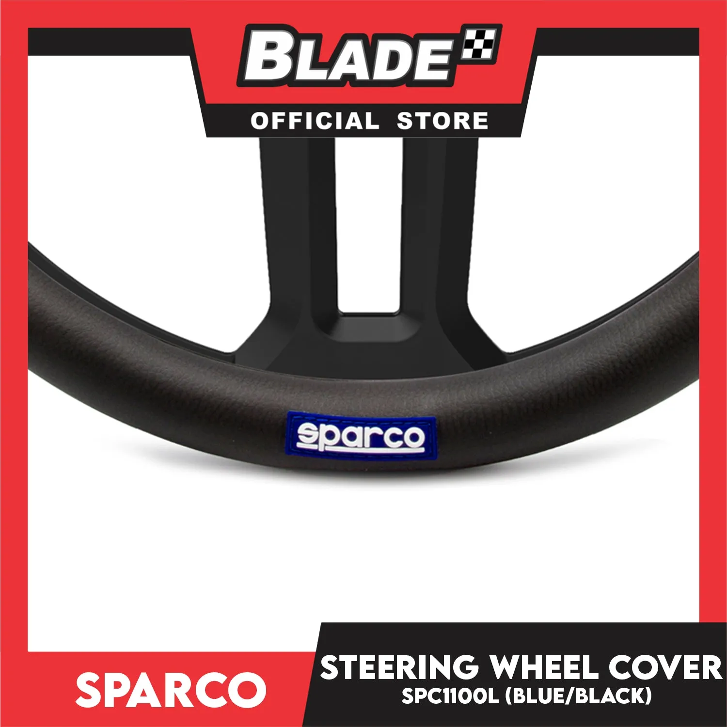 Sparco Steering Wheel Cover-(Black/Blue)  SPC1100L for Toyota, Mitsubishi, Honda, Hyundai, Ford, Nissan, Suzuki, Isuzu, Kia, MG and more
