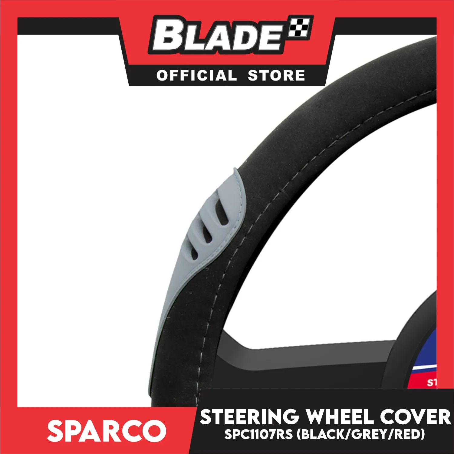 Sparco Steering Wheel Cover SPC1107RS (Black/Red) for Toyota, Mitsubishi, Honda, Hyundai, Ford, Nissan, Suzuki, Isuzu, Kia, MG and more
