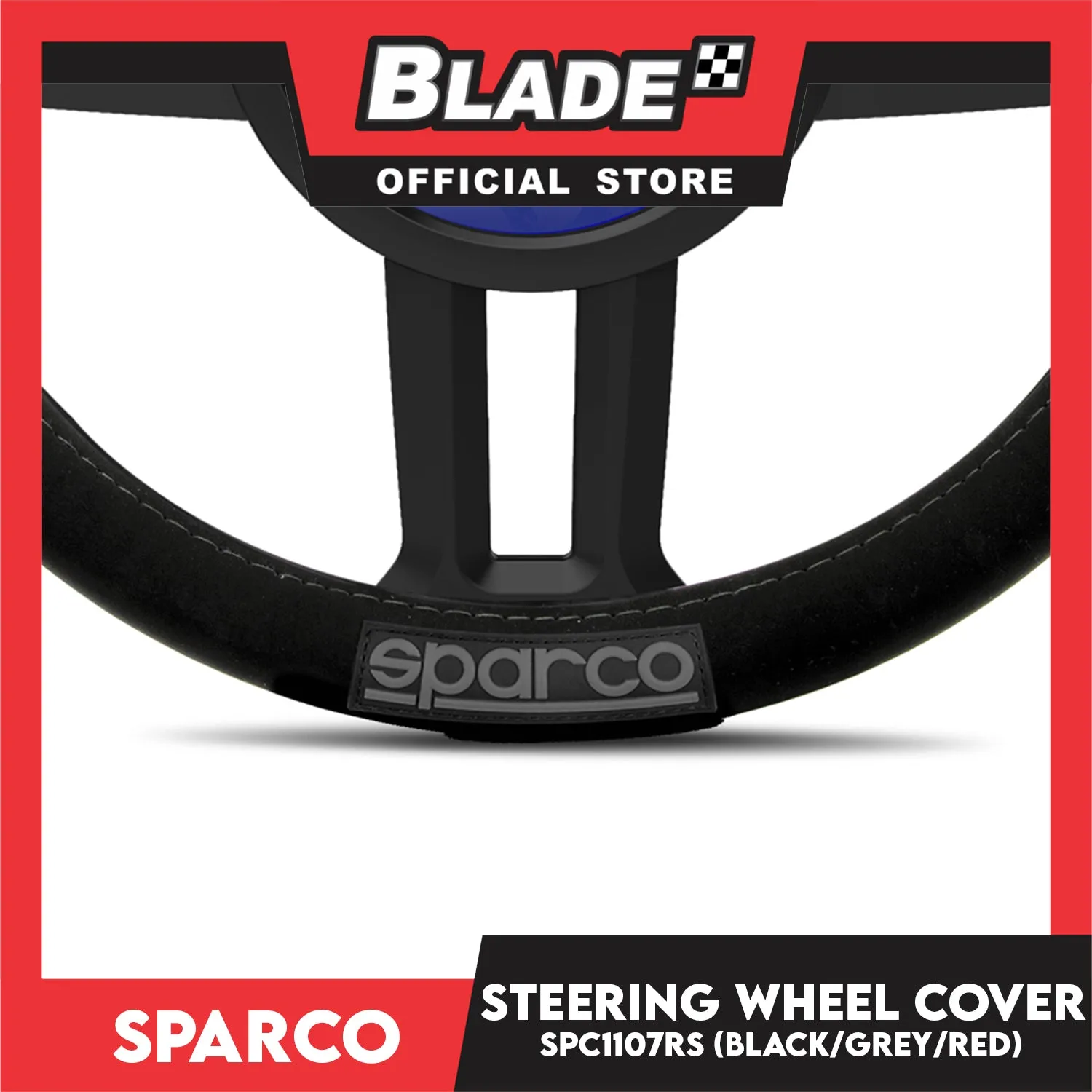 Sparco Steering Wheel Cover SPC1107RS (Black/Red) for Toyota, Mitsubishi, Honda, Hyundai, Ford, Nissan, Suzuki, Isuzu, Kia, MG and more