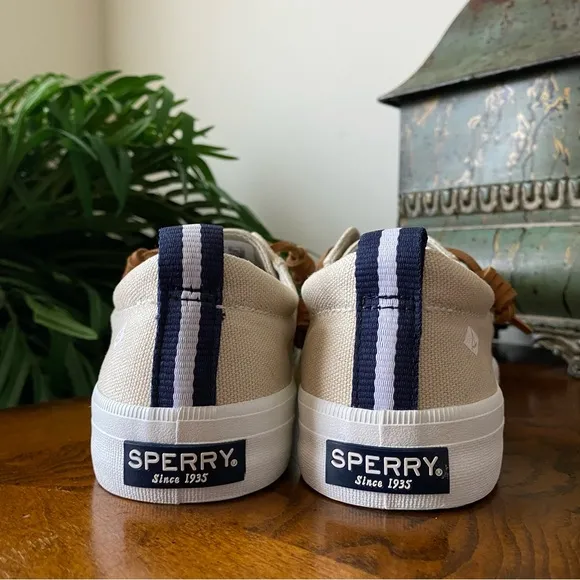 Sperry Crest Vibe Linen Oat Sneakers 7 (W)