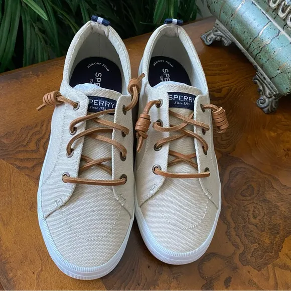 Sperry Crest Vibe Linen Oat Sneakers 7 (W)