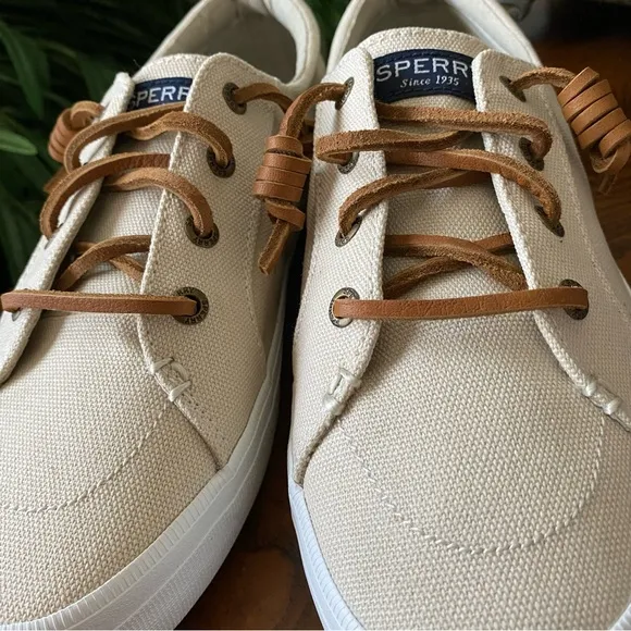 Sperry Crest Vibe Linen Oat Sneakers 7 (W)