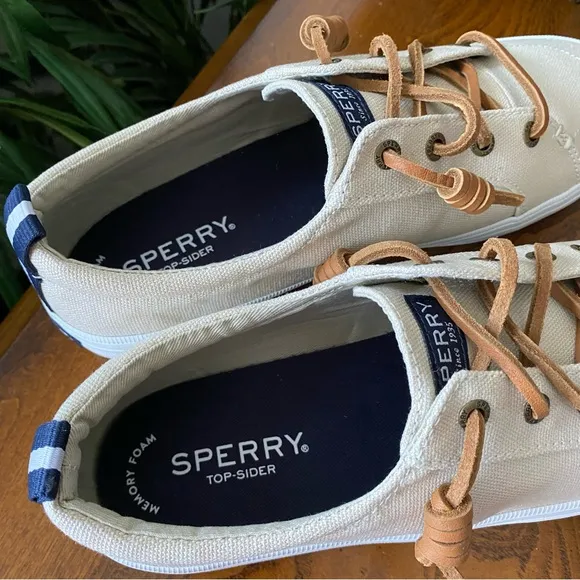 Sperry Crest Vibe Linen Oat Sneakers 7 (W)