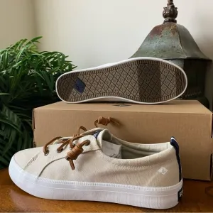 Sperry Crest Vibe Linen Oat Sneakers 7 (W)