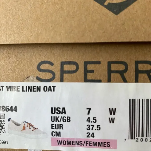 Sperry Crest Vibe Linen Oat Sneakers 7 (W)